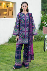 JAZMIN - 3PC KHADDAR PRINTED SHIRT WITH KHADDAR PRINTED DUPATTA AND TROUSER - HZU2512